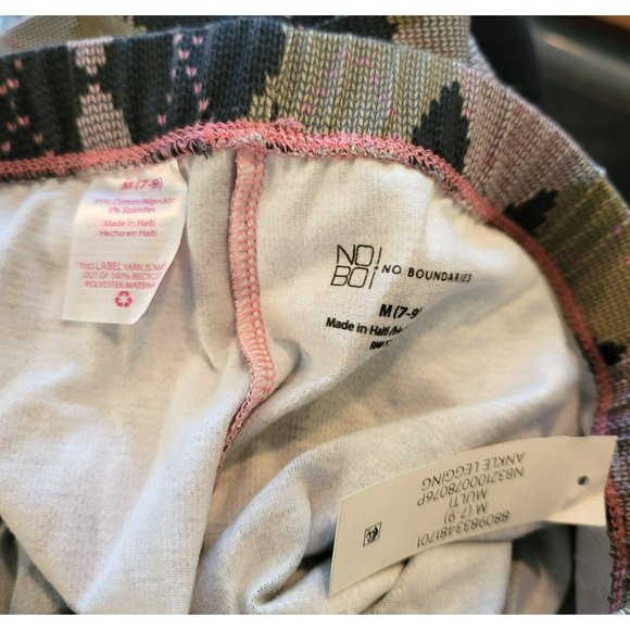 Gray Pink Khaki Argyle Print Leggings Juniors Size 7-9 NWT JJ3229 - Picture 3 of 3